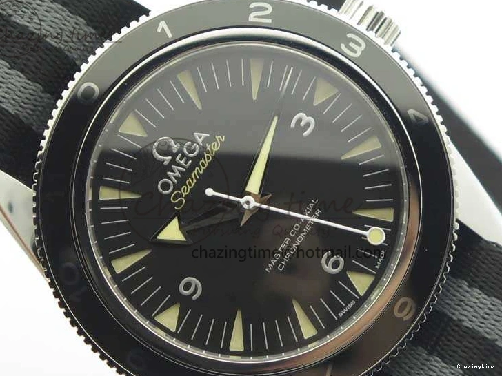 0228 Seamaster 300 Master Spectre SS MKS Best Edition Black Dial On Nylon Strap A SunProtective 8083